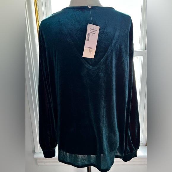 BNWT Cleo size L velvet greenish/blue long-sleeve shirt - Picture 3 of 10